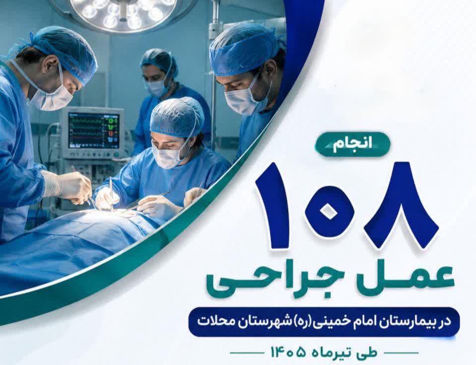 ثبت ۱۰۸ عمل جراحی در بیمارستان امام خمینی(ره) محلات طی تیرماه ۱۴۰۵